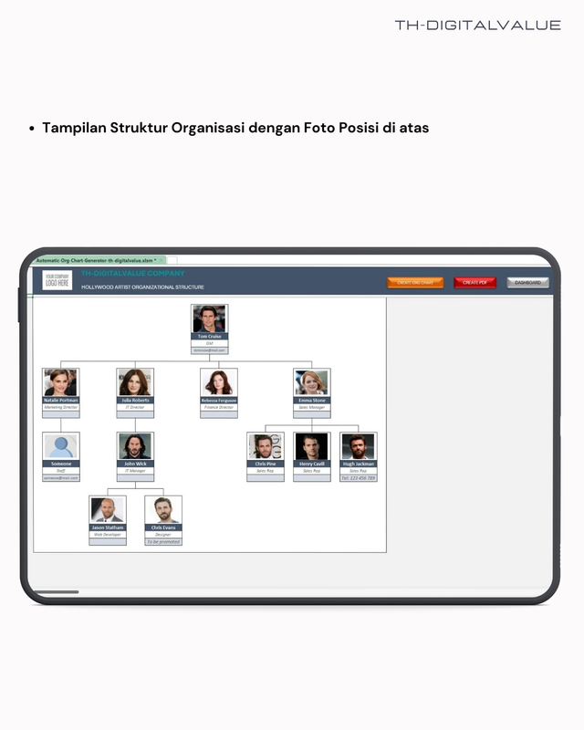 Highlight image 3 for Automatic Organizational Chart Generator - Excel Template
