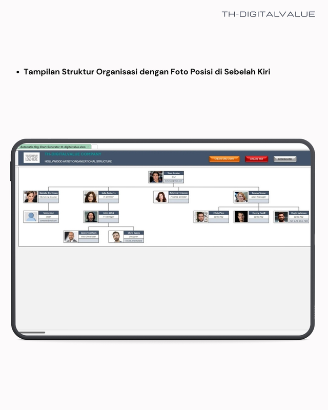 Highlight image 4 for Automatic Organizational Chart Generator - Excel Template