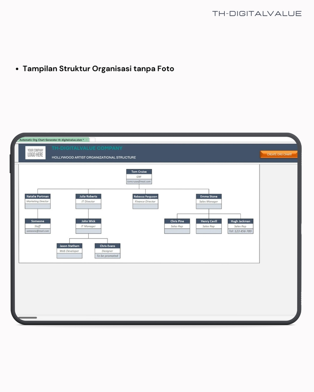 Highlight image 5 for Automatic Organizational Chart Generator - Excel Template