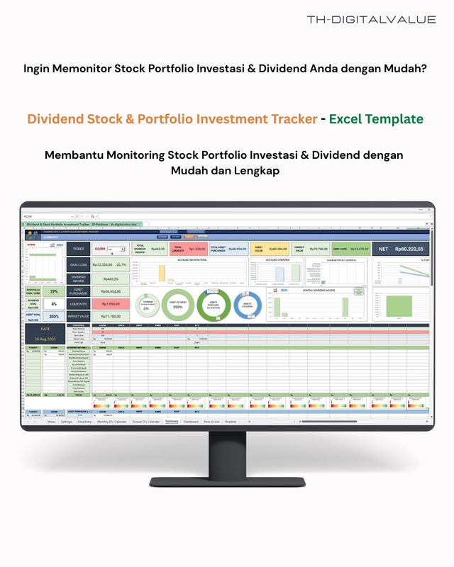 Highlight image 1 for Dividend Stock & Portfolio Investment Tracker - Excel Template