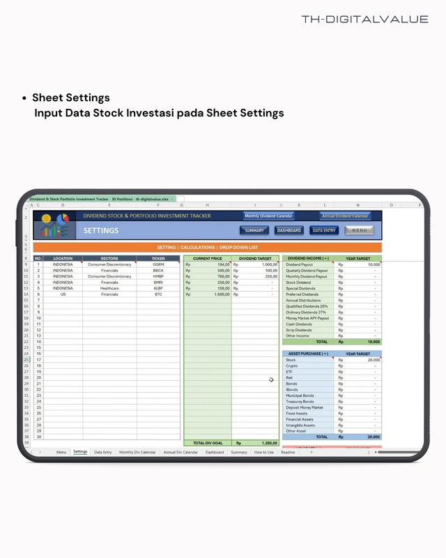 Highlight image 2 for Dividend Stock & Portfolio Investment Tracker - Excel Template