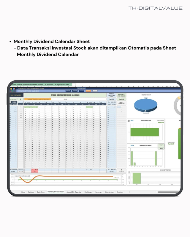 Highlight image 4 for Dividend Stock & Portfolio Investment Tracker - Excel Template
