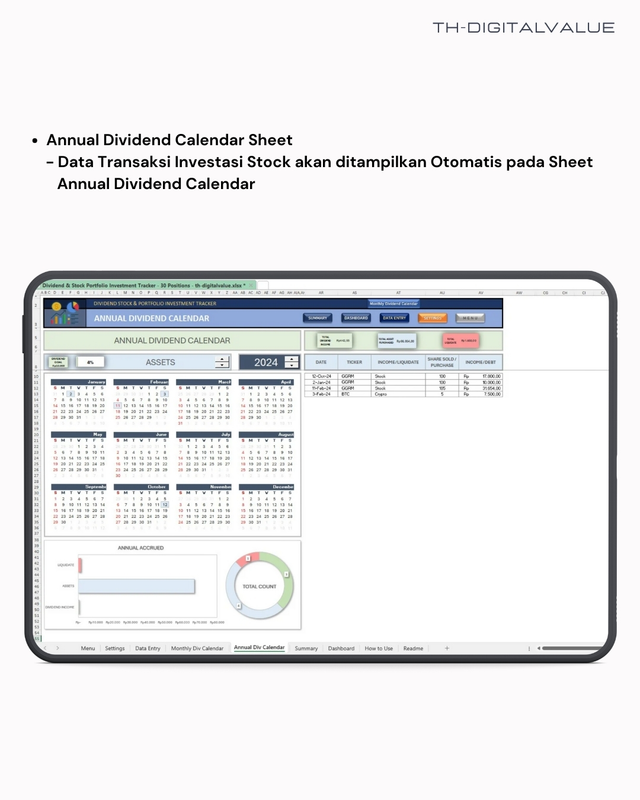 Highlight image 5 for Dividend Stock & Portfolio Investment Tracker - Excel Template