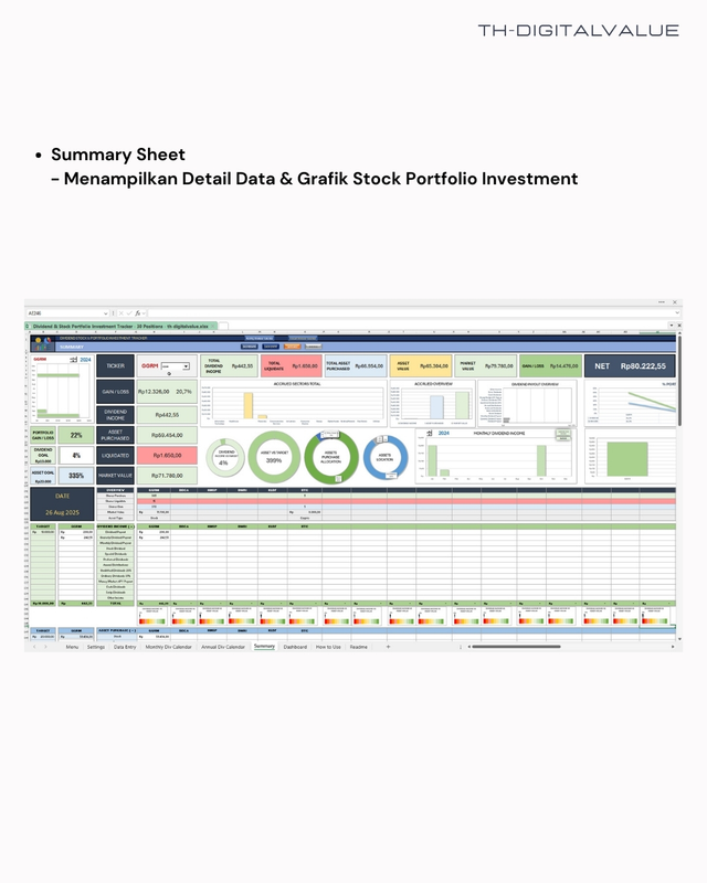 Highlight image 8 for Dividend Stock & Portfolio Investment Tracker - Excel Template