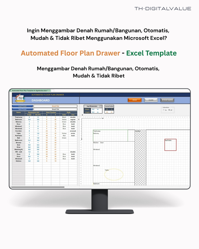 Highlight image 1 for Automated Floor Plan Drawer - Excel Template