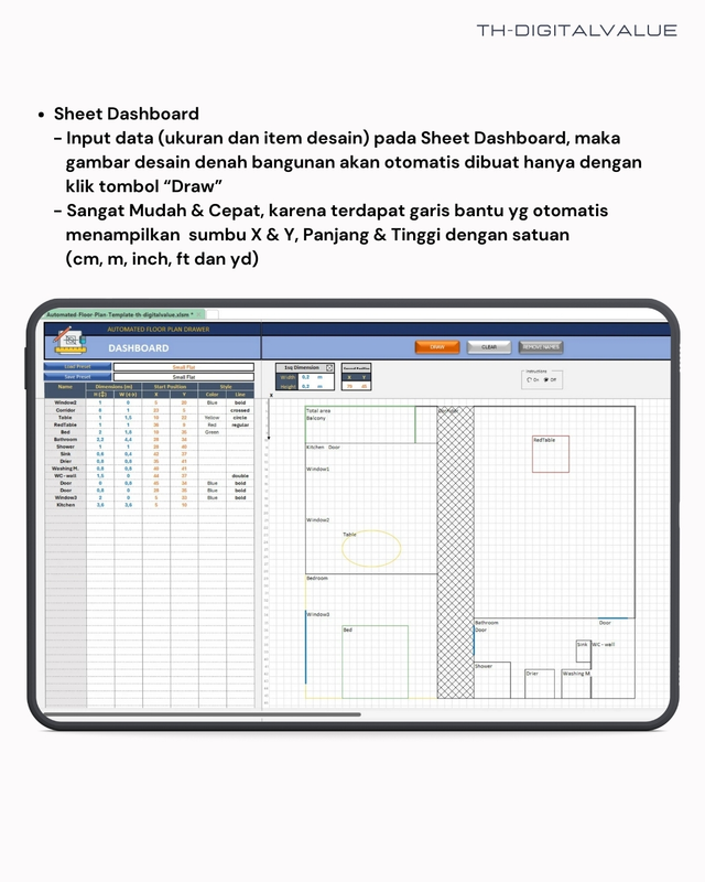 Highlight image 2 for Automated Floor Plan Drawer - Excel Template