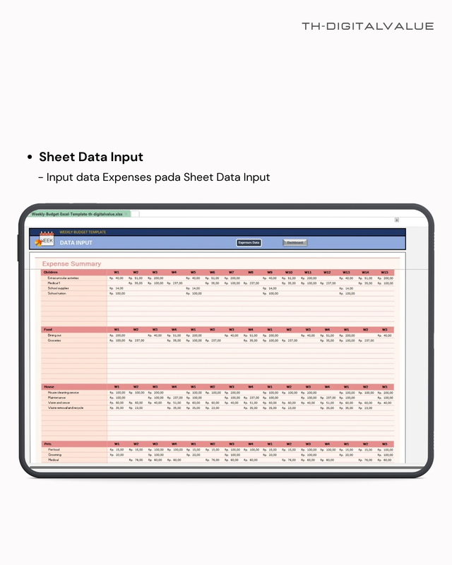 Highlight image for Weekly Budget - Excel Template