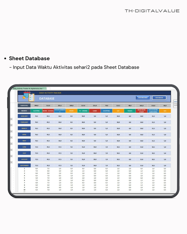 Daily Activity Tracker - Excel Template | Clicky
