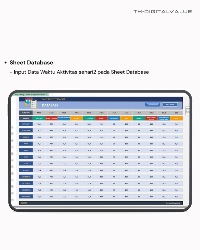 Daily Activity Tracker - Excel Template | Clicky
