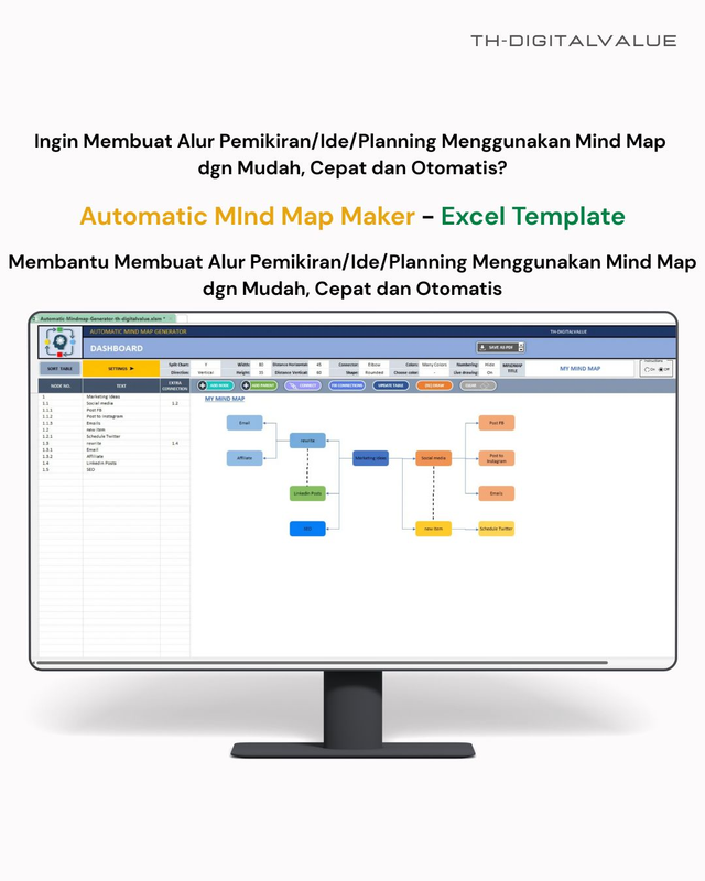 Highlight image 1 for Automatic Mind Map Maker  -  Excel Template