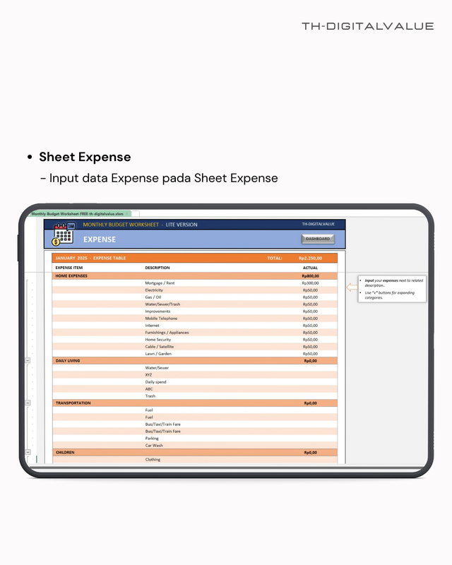Highlight image for Monthly Budget - Excel Template