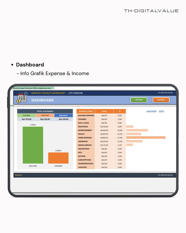 Highlight image for Monthly Budget - Excel Template