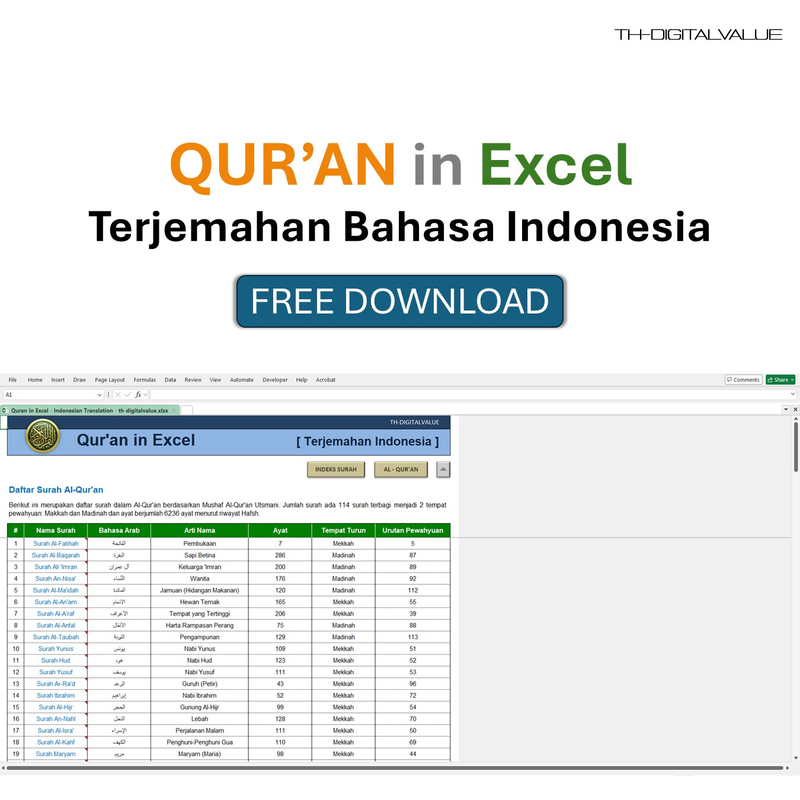 Highlight image 7 for Quran in Excel Free