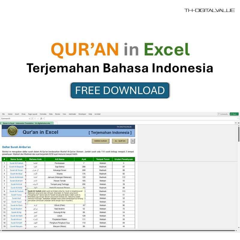 Highlight image 6 for Quran in Excel Free
