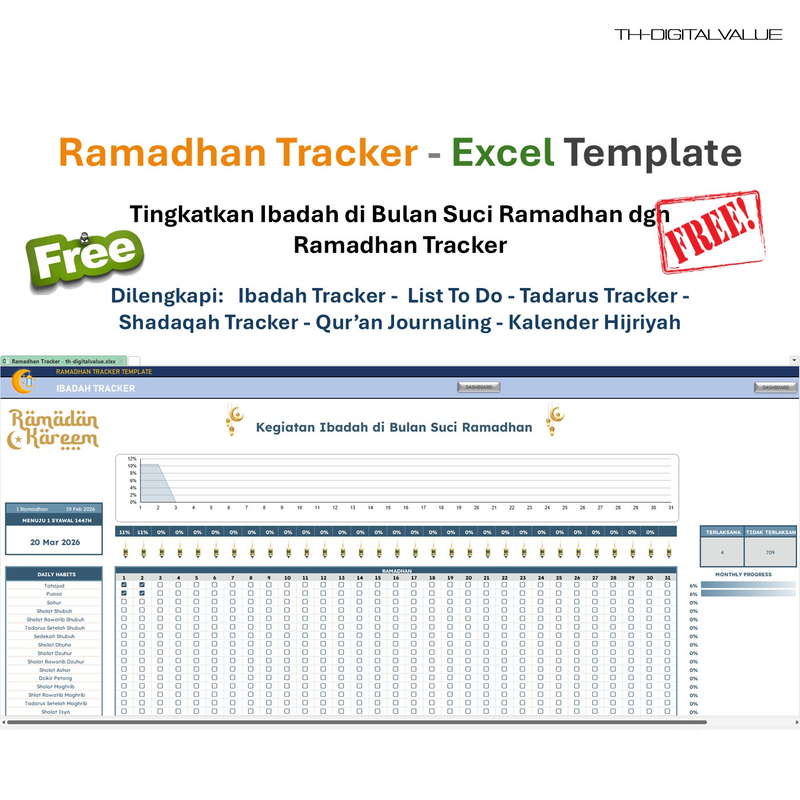 Highlight image 2 for [FREE]  Ramadhan Tracker - Excel Template