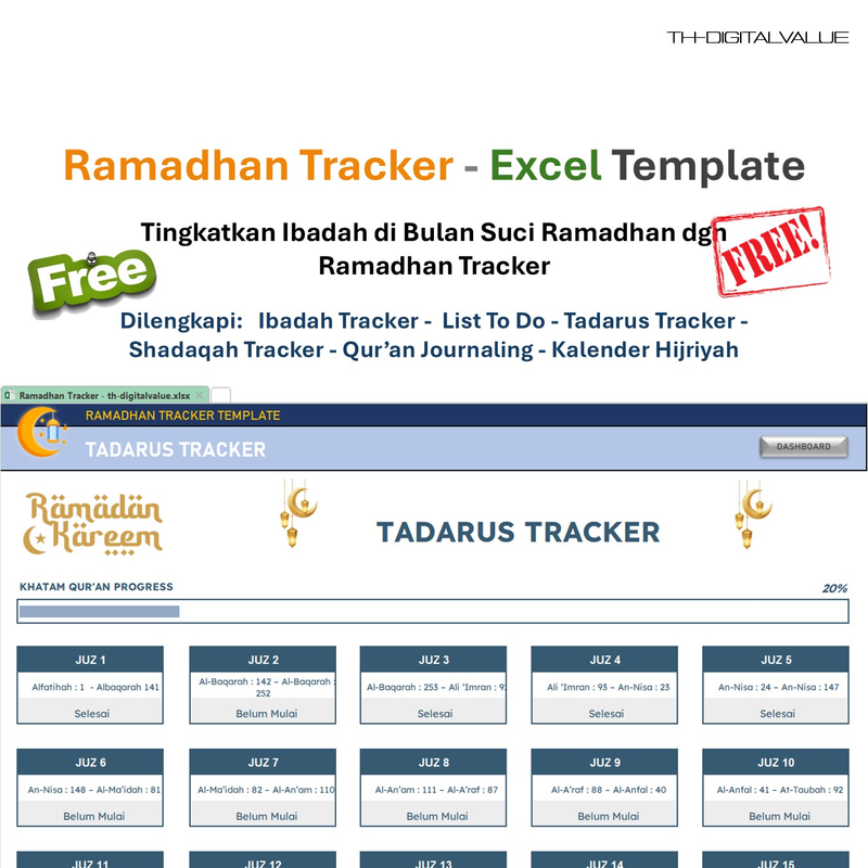 Highlight image 4 for [FREE]  Ramadhan Tracker - Excel Template