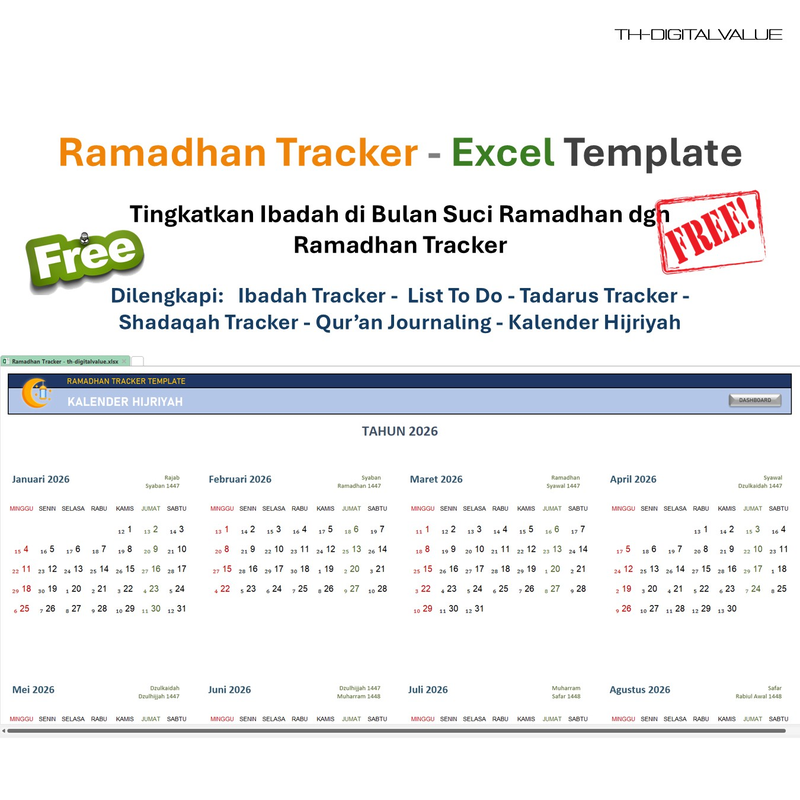 Highlight image 7 for [FREE]  Ramadhan Tracker - Excel Template