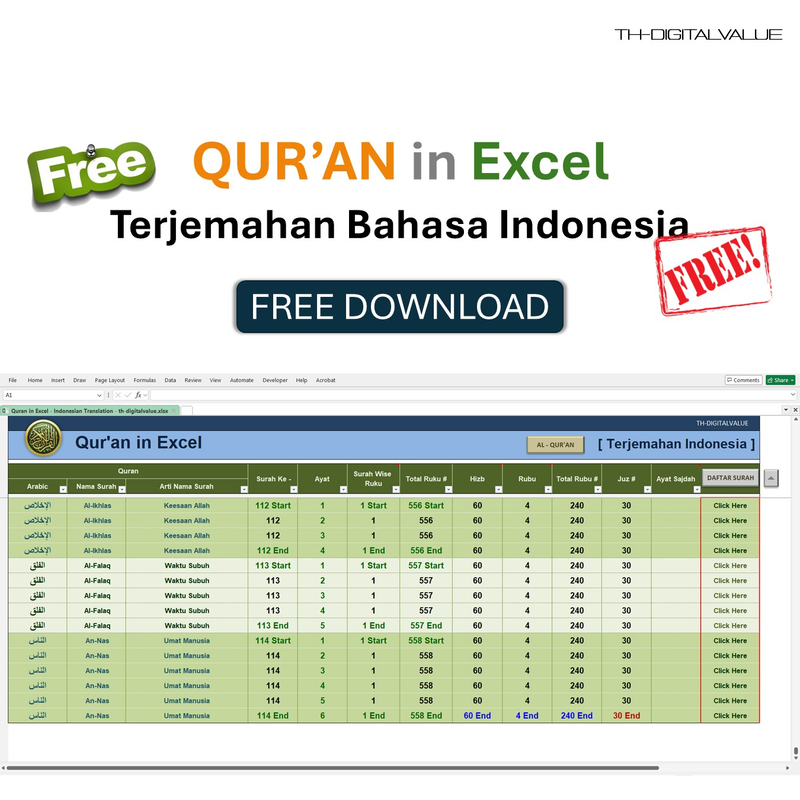 Highlight image 5 for [FREE]  Quran in Excel - Free