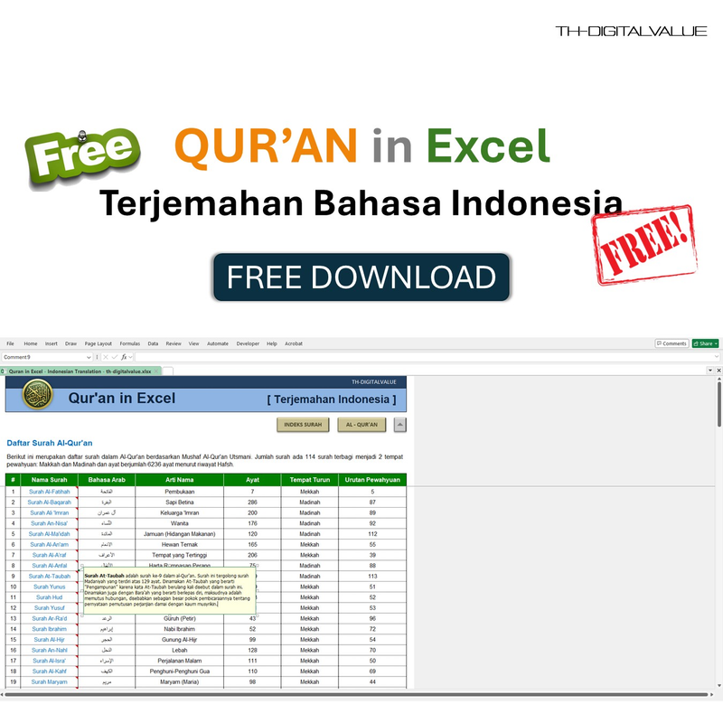 Highlight image 6 for [FREE]  Quran in Excel - Free