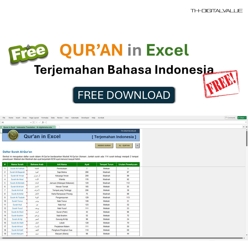 Highlight image 7 for [FREE]  Quran in Excel - Free