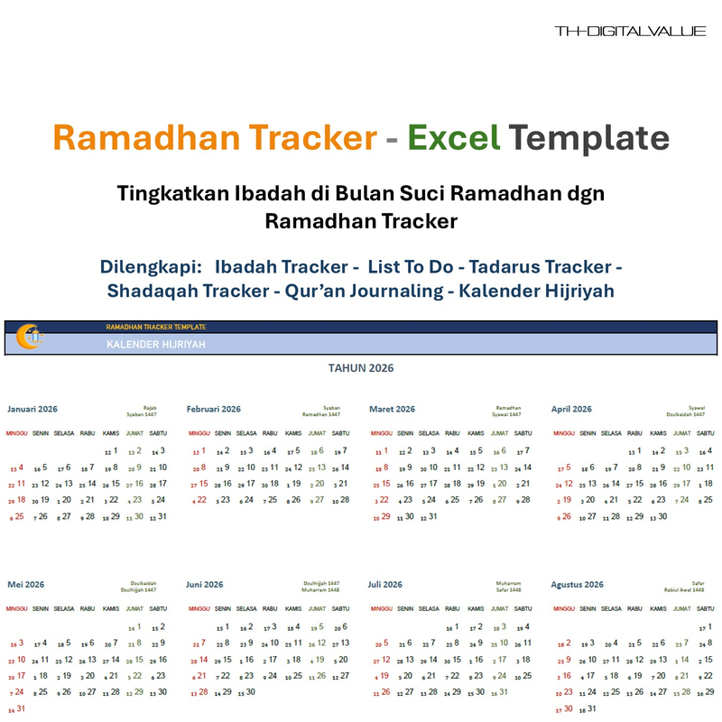 Highlight image for Ramadhan Tracker - Excel Template