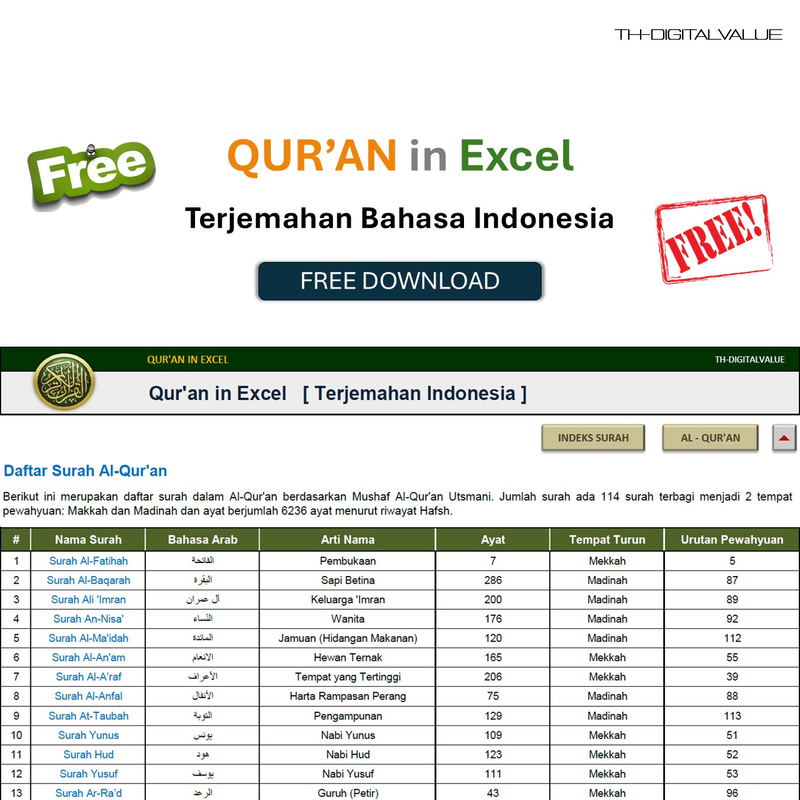 Highlight image for [FREE]  Quran in Excel - Free
