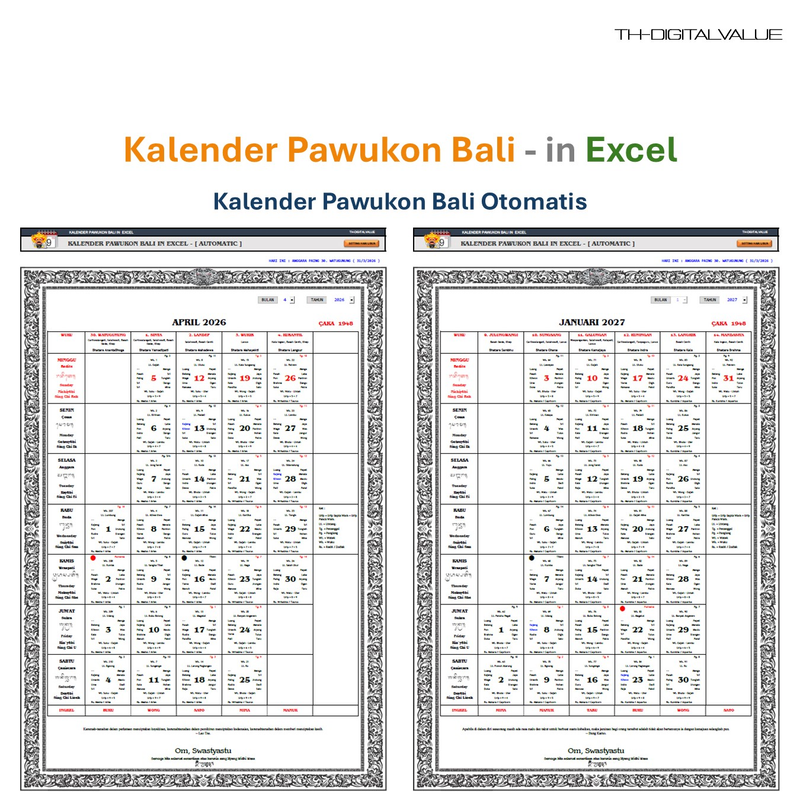 Highlight image for Kalender Pawukon Bali in Excel