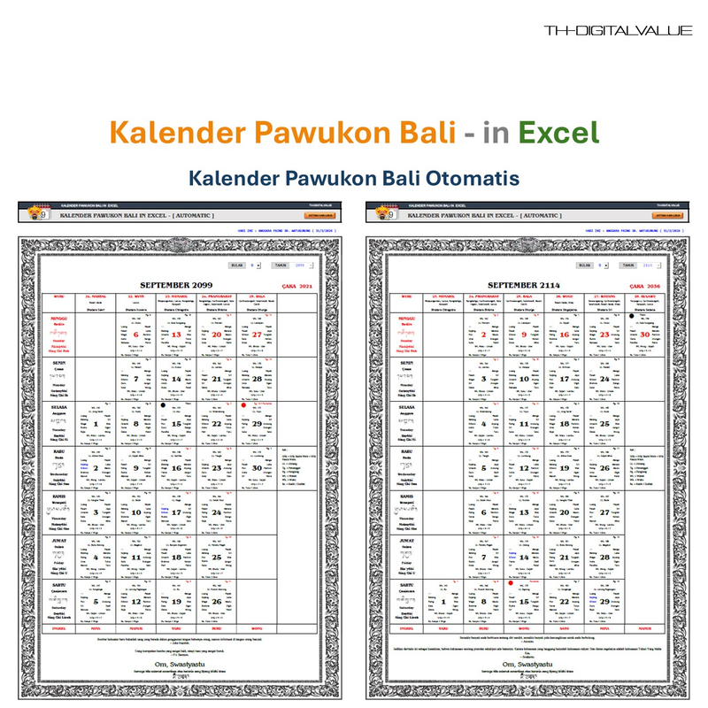 Highlight image for Kalender Pawukon Bali in Excel
