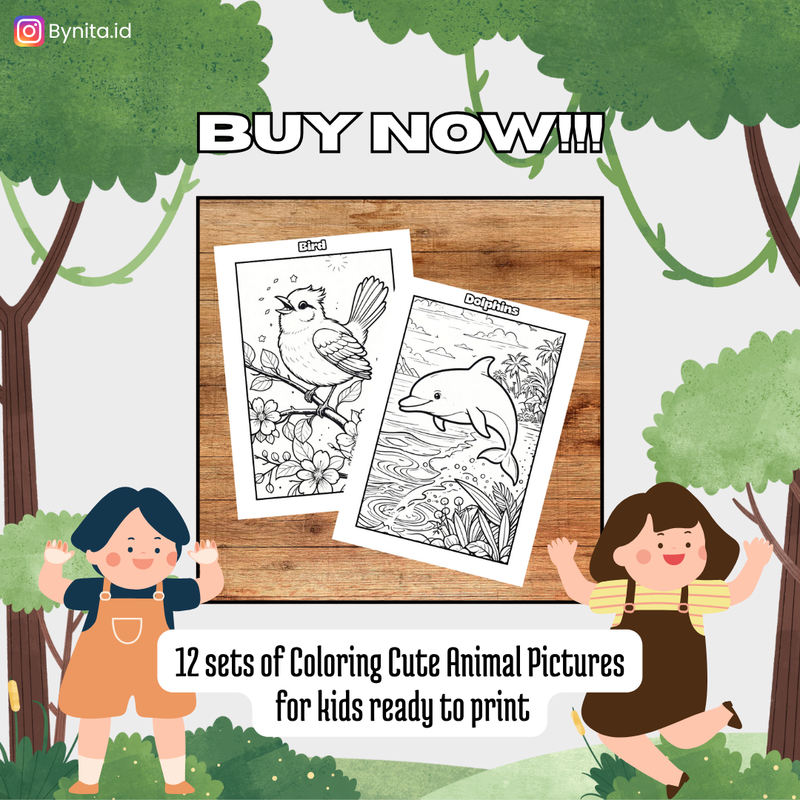 Highlight image 1 for 12 Set Gambar Hewan Lucu untuk Mewarnai Anak Siap Cetak