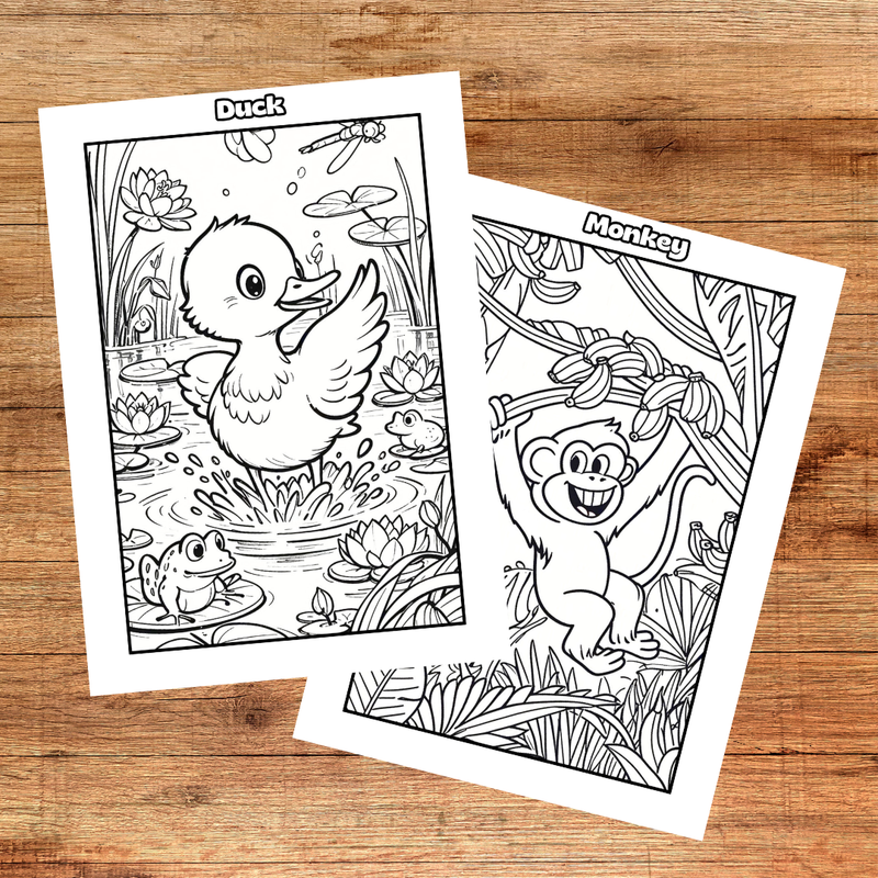 Highlight image 3 for 12 Set Gambar Hewan Lucu untuk Mewarnai Anak Siap Cetak