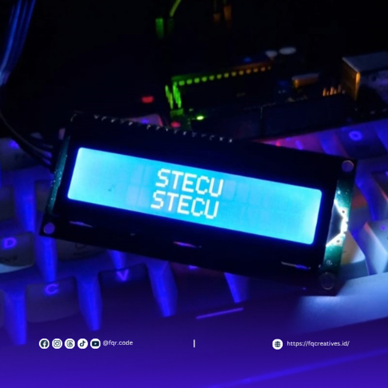 Highlight image for Arduino Musik Display menampilkan lirik lagu "STECU" di layar LCD16x2 I2C