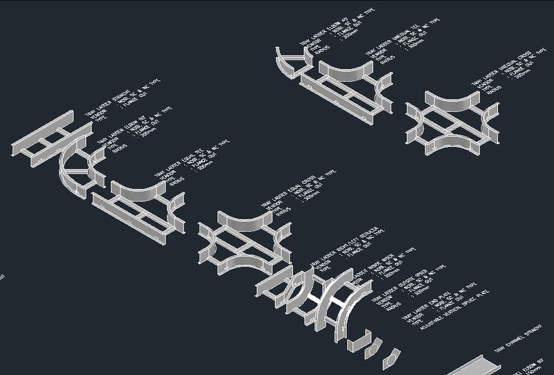 Highlight image for 2D & 3D CAD Dynamic Block Cable Tray - Ladder, 2D Perforated, 3D Channel