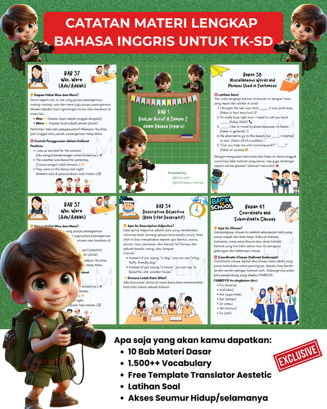 Highlight image 1 for CATATAN MATERI LENGKAP BAHASA INGGRIS UNTUK TK-SD📚✨