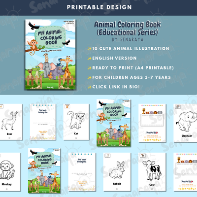 image for Cute Animal Coloring Book English Ver - Printable A4 button