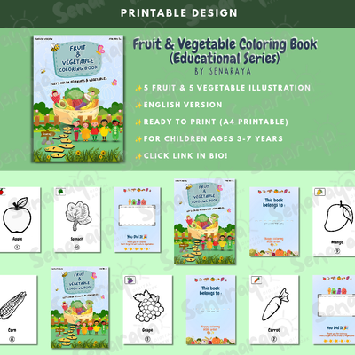 image for Fruit & Vegetable Coloring Book English Ver - Printable A4  button