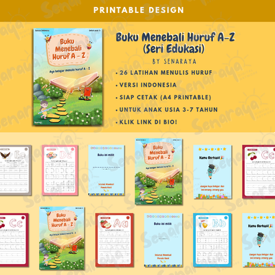 image for Buku Latihan Menulis Huruf A-Z Ver Indonesia - Printable A4 button