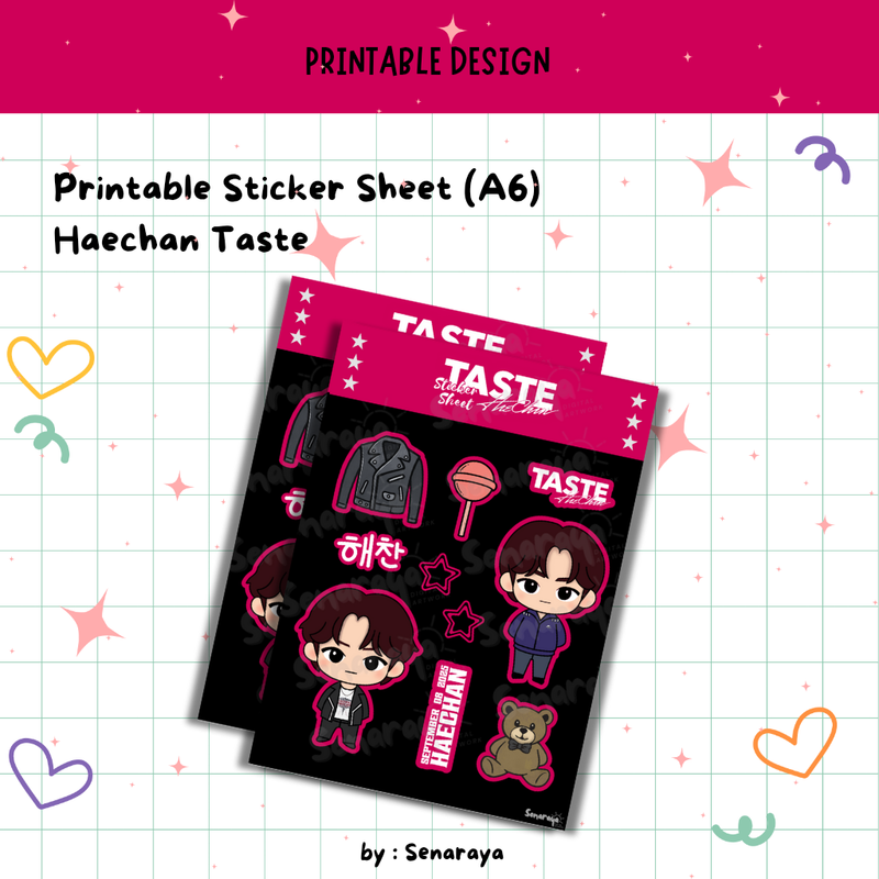 Highlight image 1 for Taste – The 1st Album by Haechan | Printable Sticker Sheet (A6)