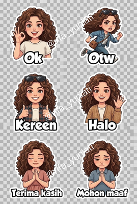 image for Stiker whatsapp rambut ikal button