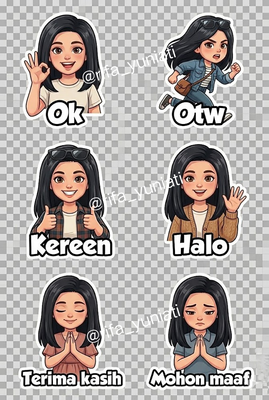 image for Stiker whatsapp rambut lurus button