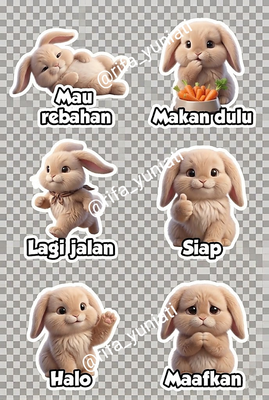 image for Stiker whatsapp kelinci lucu button