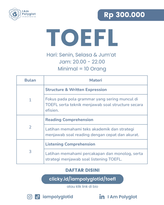 Image for TOEFL ITP Preparation! (Mulai 20 April, selama 3 Bulan)