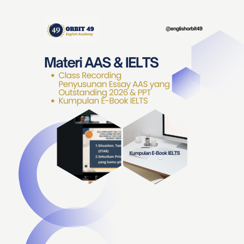 Highlight image 1 for Rekaman Kelas Penyusunan Essay AAS 2026 bersama Kak Andi & Kumpulan E-Book IELTS
