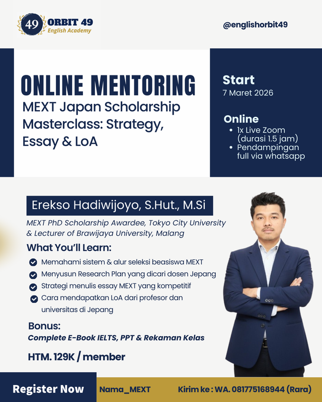 Highlight image for Online Mentoring : Pendampingan Beasiswa S2/S3 ke Jepang dengan MEXT