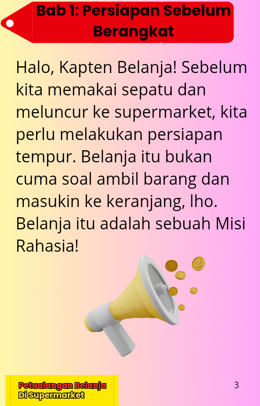 Highlight image 3 for E-Book Petualangan Belanja Di Supermarket. Mengajarkan Anak Konsep Uang & Memilih Barang