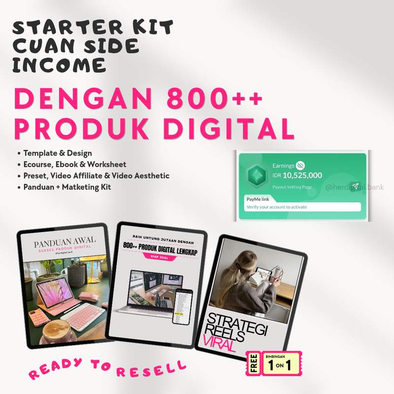 Highlight image for STARTER KIT! Cuan Side Income Dengan 800++ Produk Digital (Free Bimbingan Personal) COCOK UNTUK PEMULA