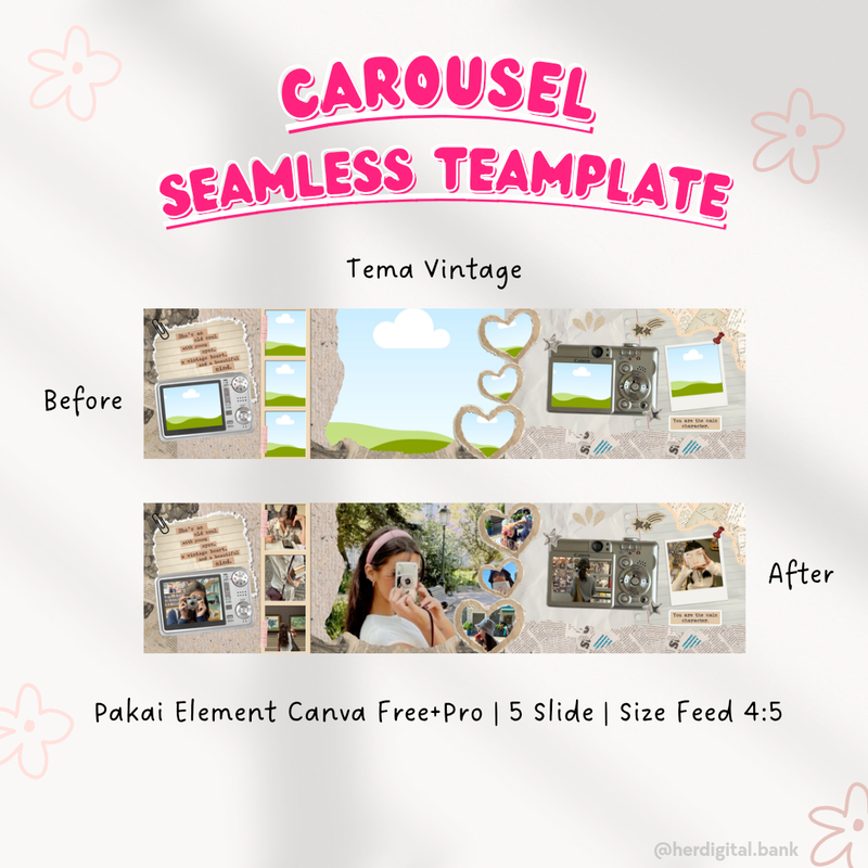 Highlight image for 🤎 Template Seamless Carousel Feed Instagram | Buat 5 Slide Tema Vintage Aesthetic 