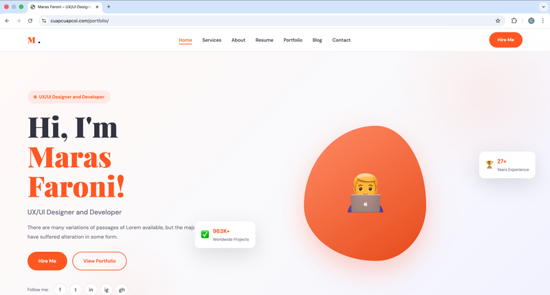 Highlight image 1 for Template Portfolio Profesional Berbasis PHP + MySQL
