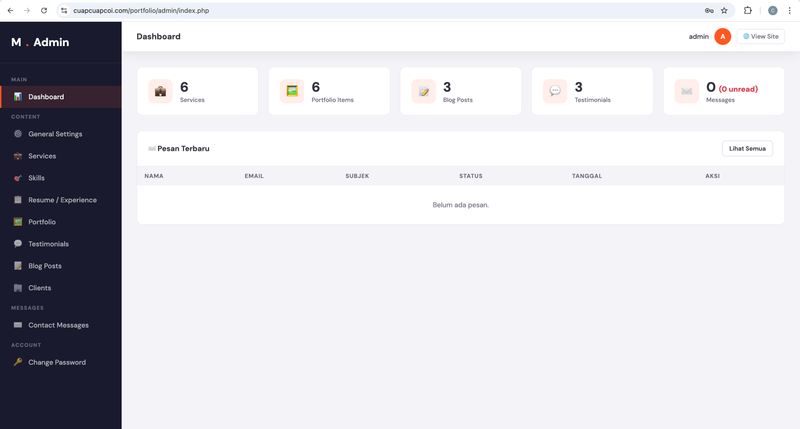 Highlight image 2 for Template Portfolio Profesional Berbasis PHP + MySQL
