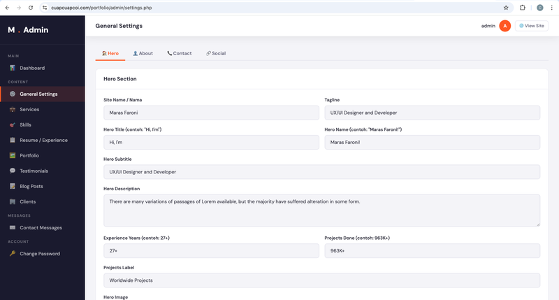 Highlight image 3 for Template Portfolio Profesional Berbasis PHP + MySQL