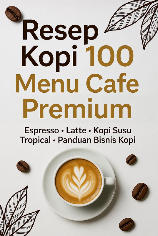 Highlight image for Ebook Resep Kopi 100 Menu Cafe Premium | Espresso Latte Kopi Susu Tropical | Panduan Bisnis Kopi